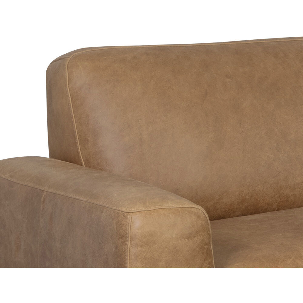Brandi Camel Leather Sofa Chaise, RAF
